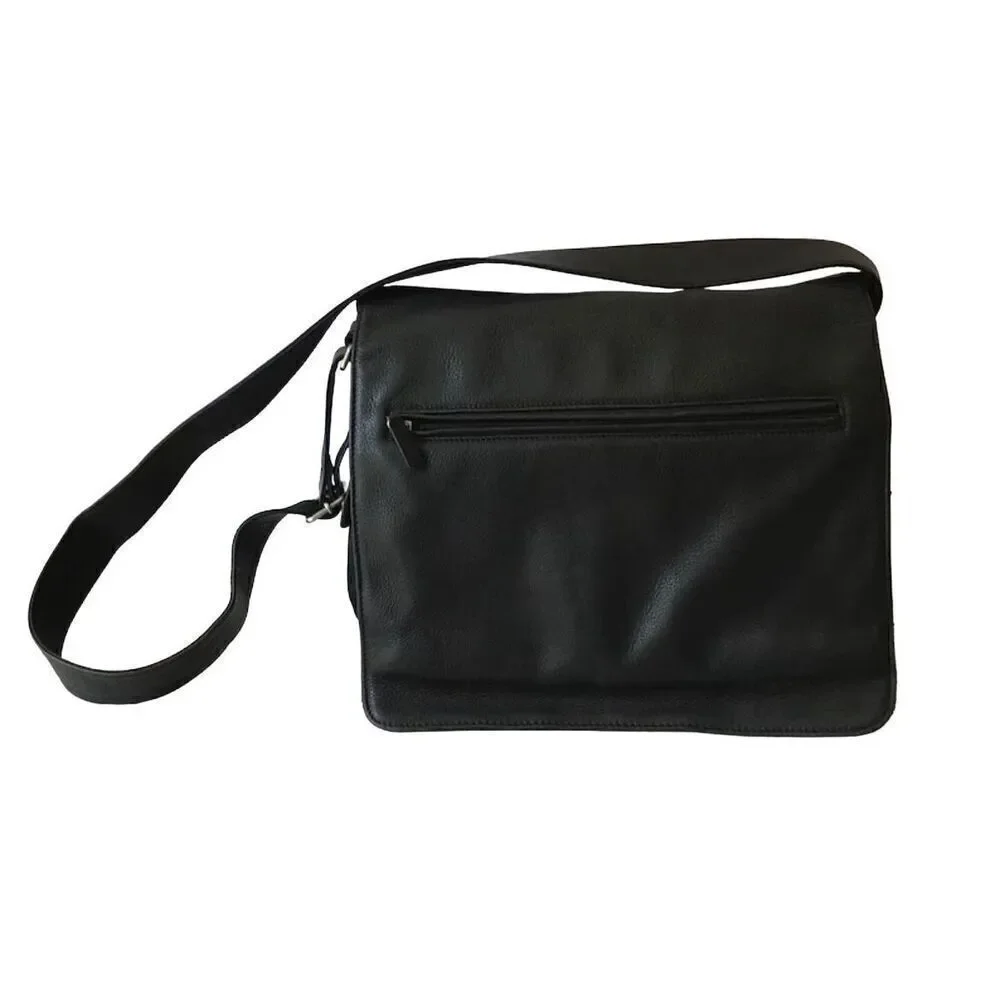 Fossil Crossbody Bag Black Shoulder Leather Microfiber Work Fashion Business